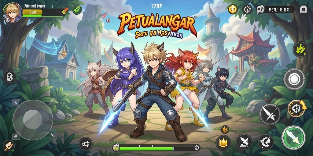 Tampilan gameplay Anime yang penuh aksi dan karakter menarik.