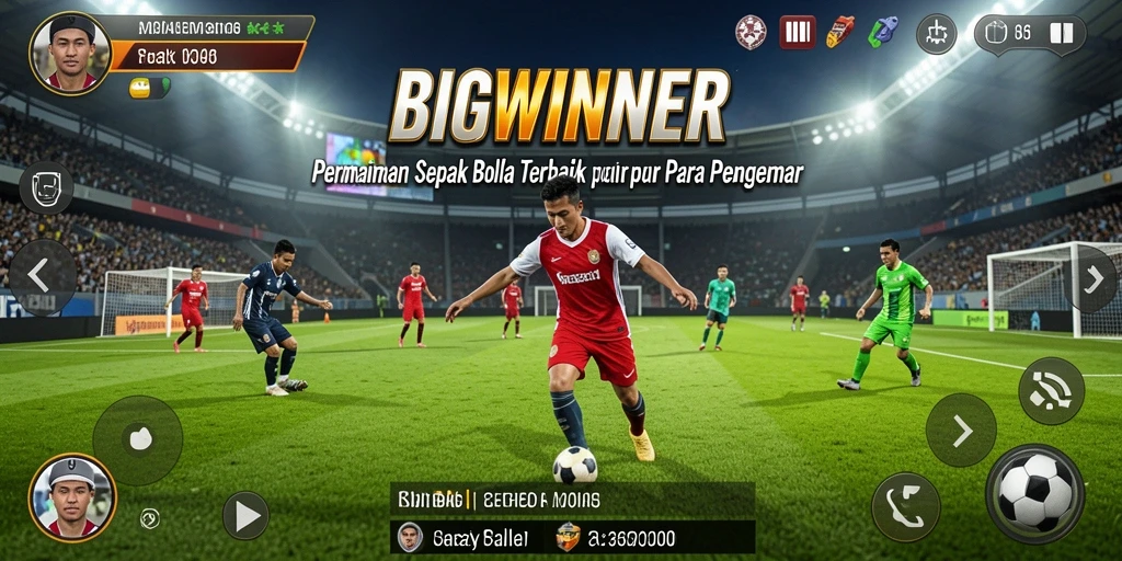 Tampilan seru dari gameplay sepak bola dalam BIGWINNER