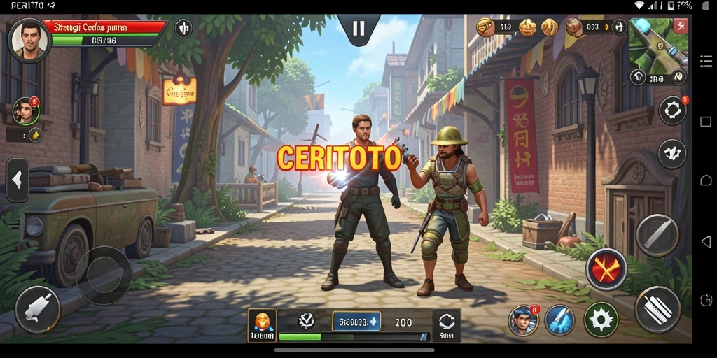 Tampilan gameplay CERITOTO menunjukkan pertempuran strategi yang seru dan mendalam.