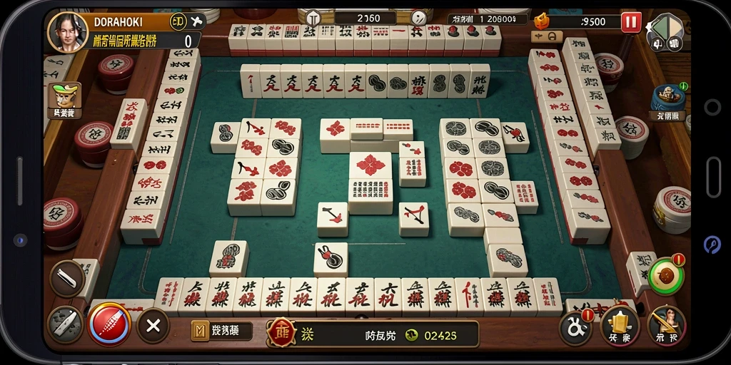 Tangkapan layar gameplay Mahjong di DORAHOKI yang menarik.