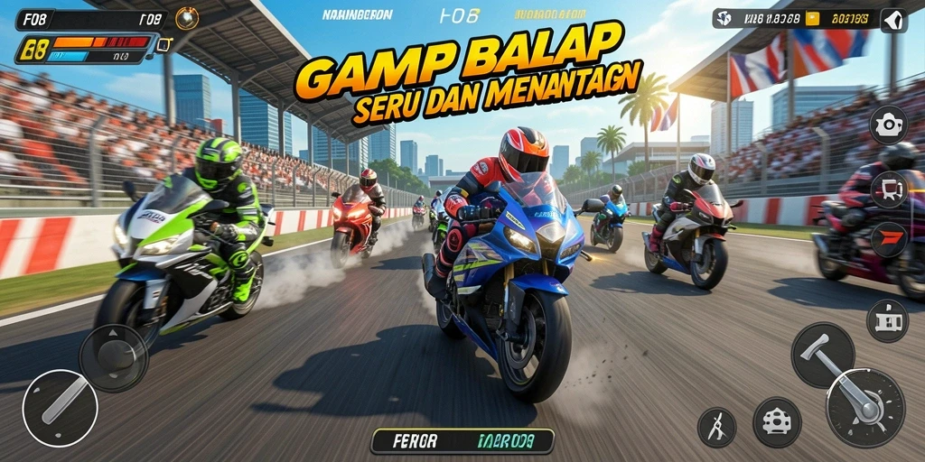 Gameplay balap motor yang seru dan mendebarkan di F08.