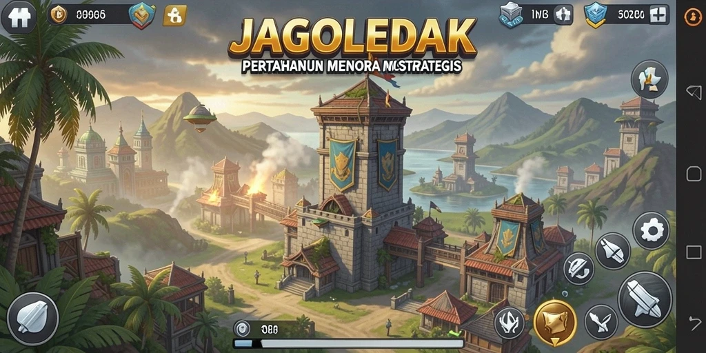 Tampilan gameplay menara pertahanan yang seru dan strategis.