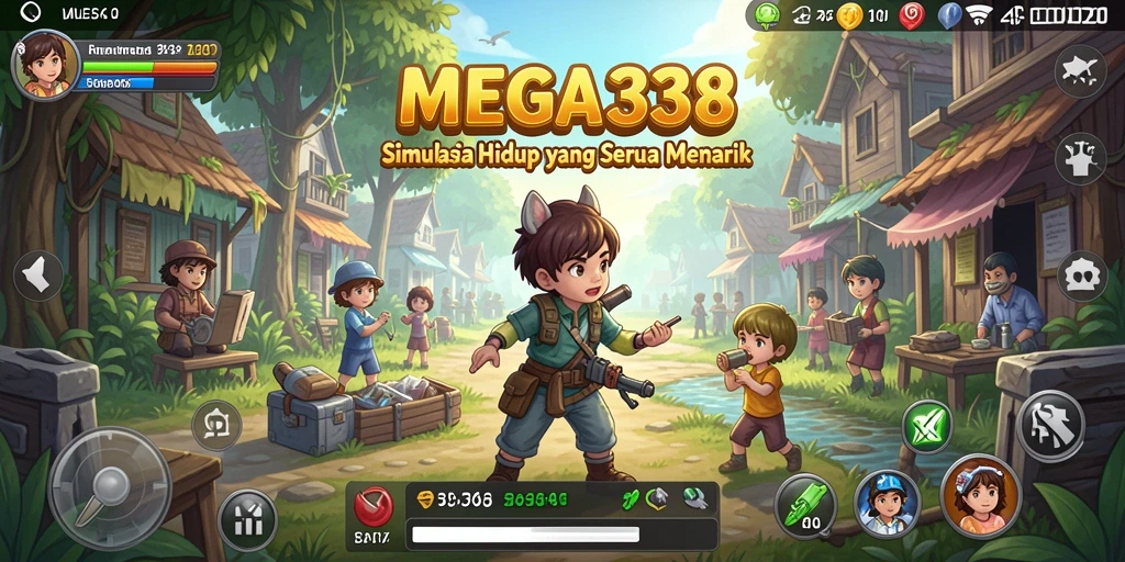 Screenshot gameplay MEGA338 menampilkan berbagai aktivitas simulasi yang menarik.