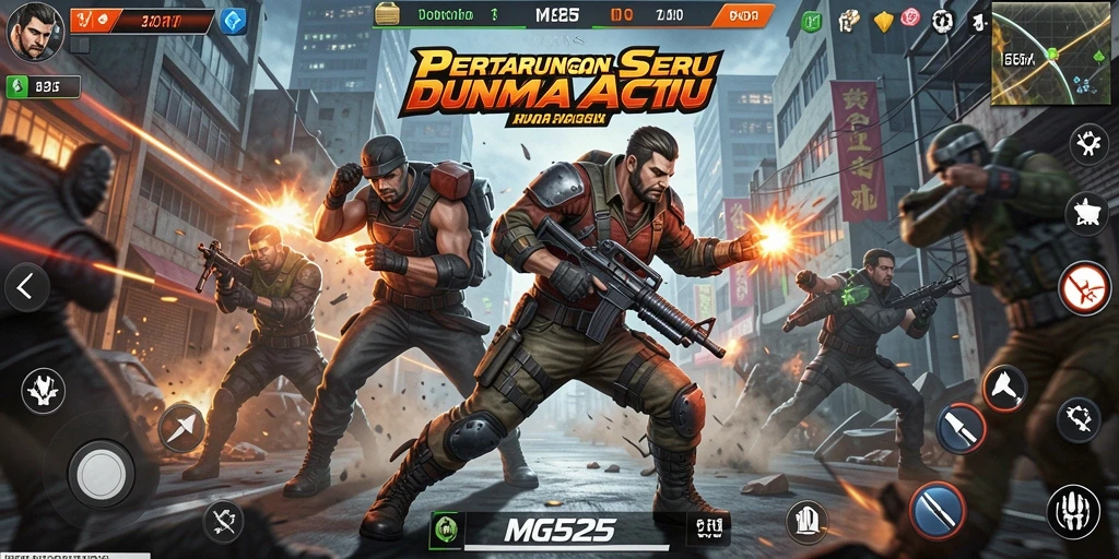 Tampilan gameplay MG525 yang mendebarkan dan penuh aksi.