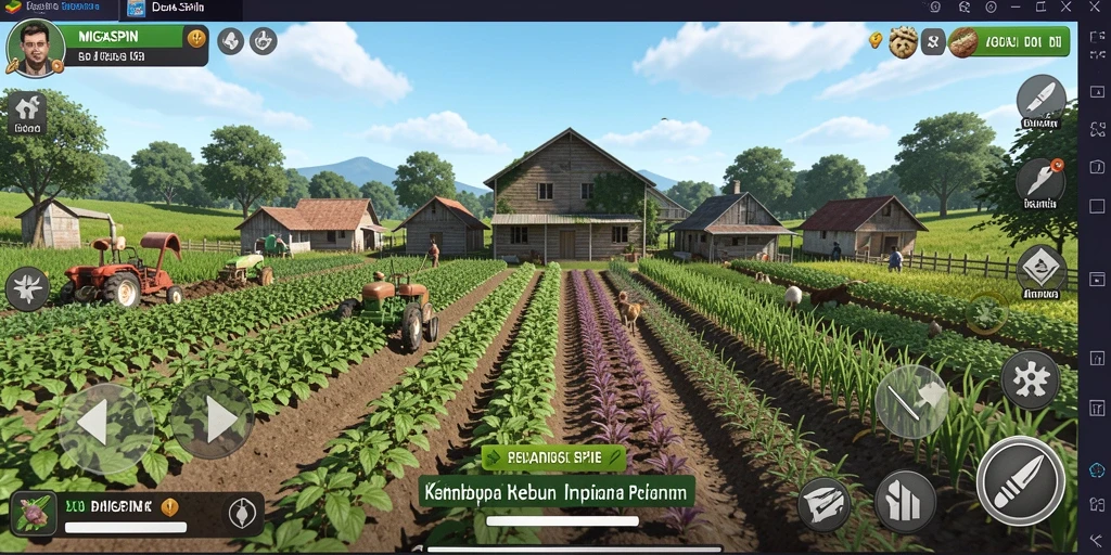 Tampilan menarik dari gameplay <strong>MIGASPIN</strong> dengan aksi bercocok tanam.