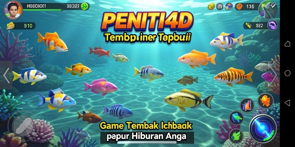 Screenshot PENITI4D menampilkan momen seru saat menembak ikan.