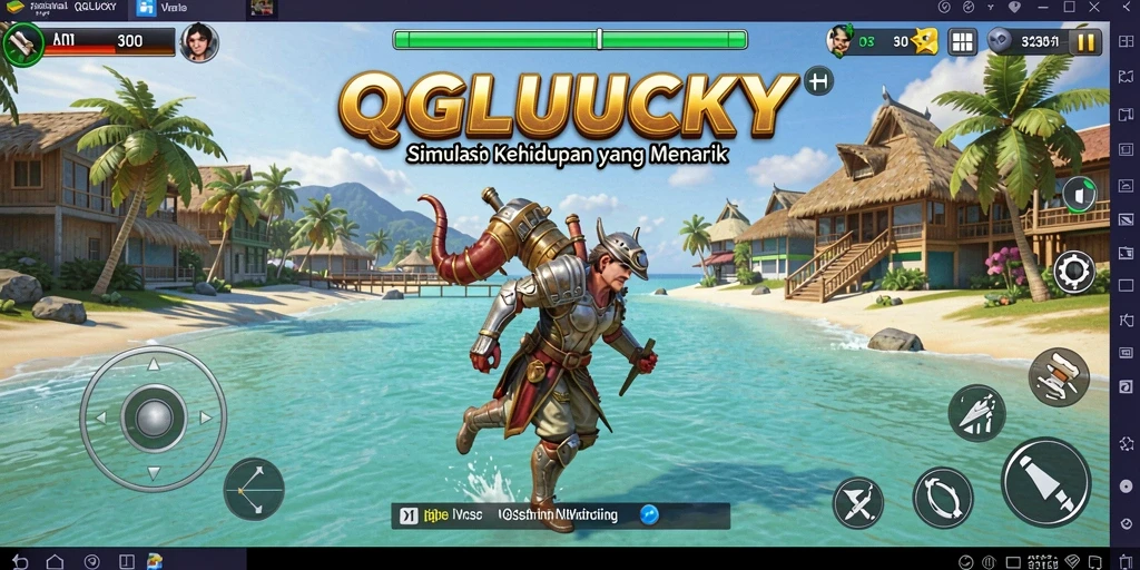 Tangkapan layar utama menampilkan gameplay mendalam QGLUCKY.