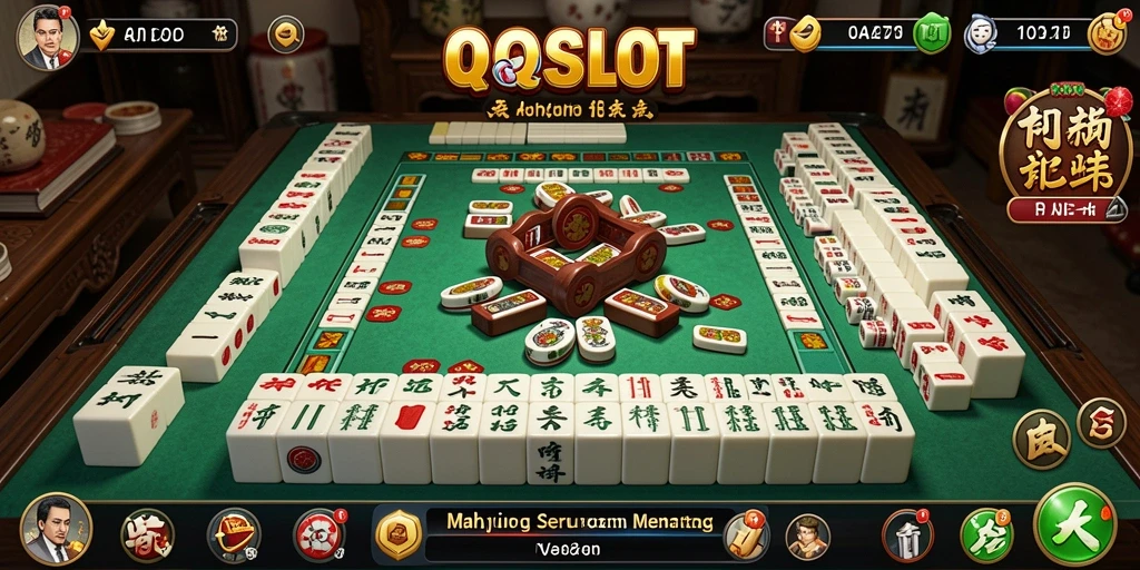 Screenshot gameplay QQSLOT menampilkan aksi Mahjong yang menarik.