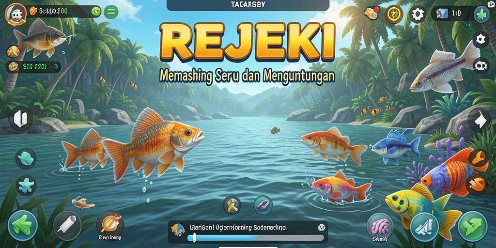 Screenshot gameplay <strong>REJEKI</strong> menunjukkan pengalaman memancing yang mendebarkan.