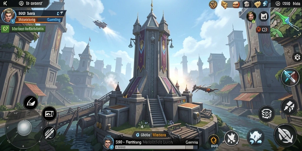 Tampilan gameplay seru dengan pertahanan menara yang strategis.