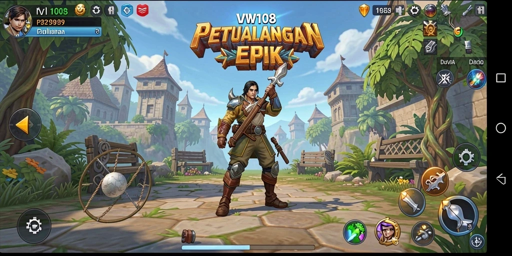 Screenshot gameplay RPG VW108 menampilkan aksi seru dan karakter yang beragam.